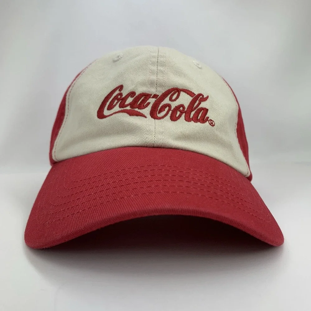 Coca Cola Hat Red Cream Adjustable OSFA Strapback Baseball Cap